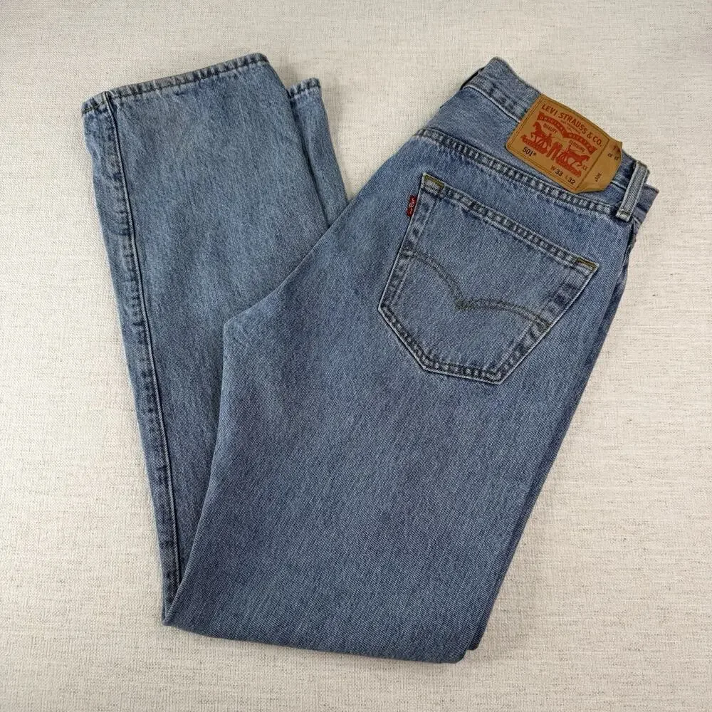 Levi’s 501 33x32 Button Fly Denim Jeans Classic Medium Wash